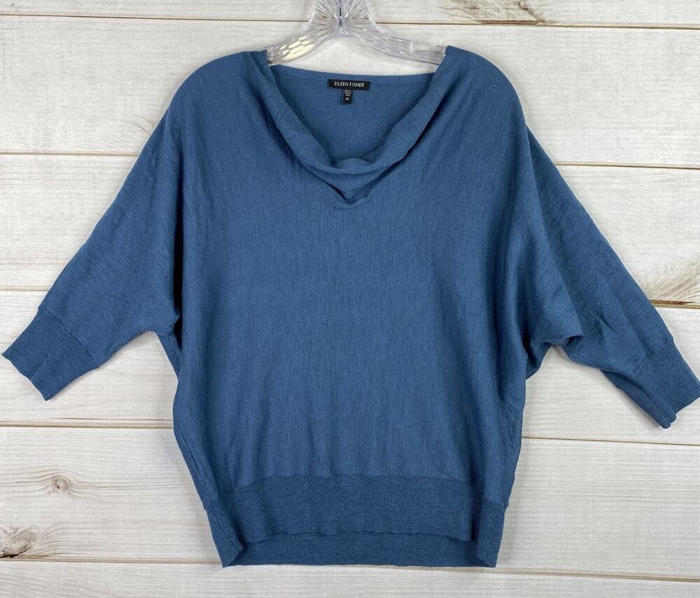Eileen Fisher Womens XS Wool Sweater Lightweight Dolman Sleeve Slouch Neck